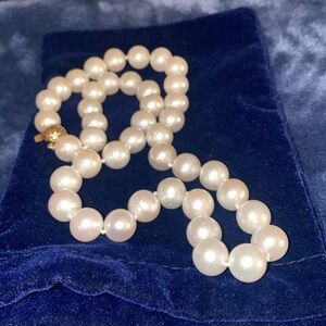 Pearl necklace with gold lock 14K beauty and elegance in 1 new w/white tag